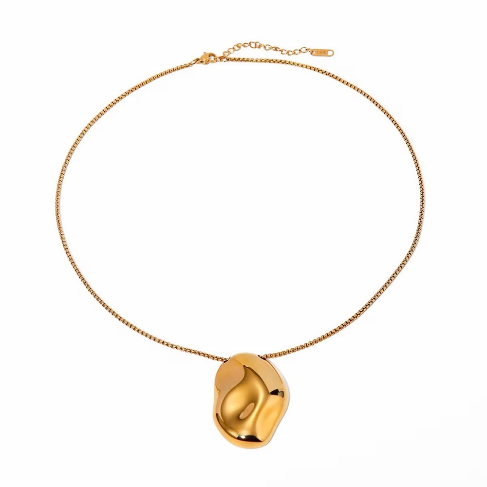 18K Gold Plated Abstract Sculptural Statement Pendant Necklace - Picture 7 of 10